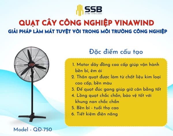 Cấu tạo quạt đứng vinawind